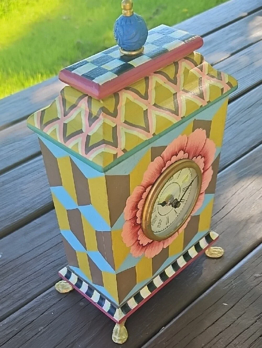 MKC Hand-Painted Floral Accent Clock